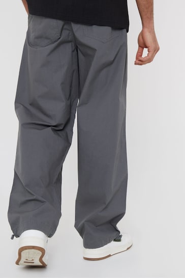 Threadbare Grey Cotton Relaxed Fit Jogger Style Cuffed Trousers