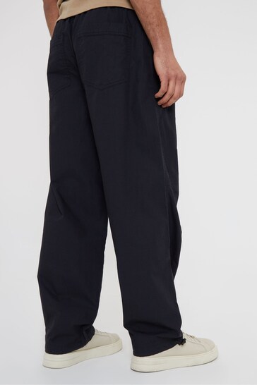 Threadbare Black Cotton Relaxed Fit Jogger Style Cuffed Trousers