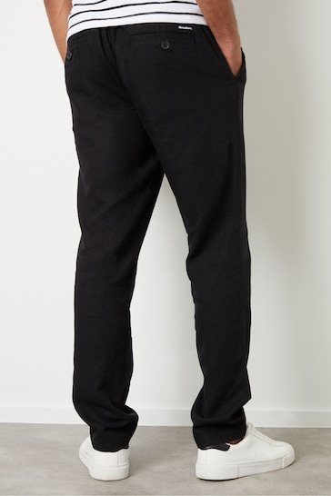 Threadbare Black Linen Blend Trousers