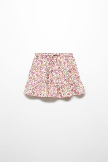 Mango Ruffle Flower Print Skirt
