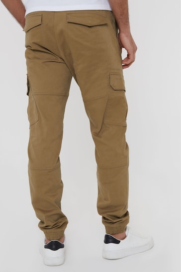 Threadbare Stone Cotton Jogger Style Cargo Trousers With Stretch