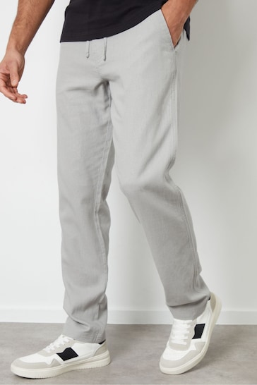Threadbare Grey Linen Blend Trousers