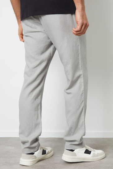 Threadbare Grey Linen Blend Trousers
