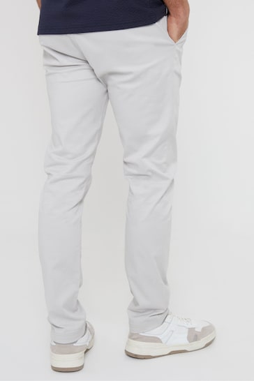 Threadbare Ecru Cotton Slim Fit Chino Trousers With Stretch