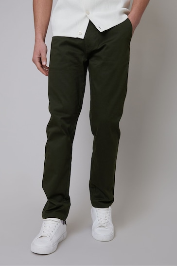 Threadbare Khaki Cotton Regular Fit Chino Trousers with Stretch