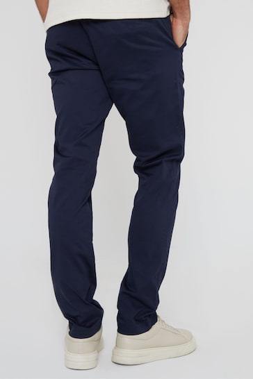 Threadbare Navy Cotton Slim Fit Chino Trousers With Stretch