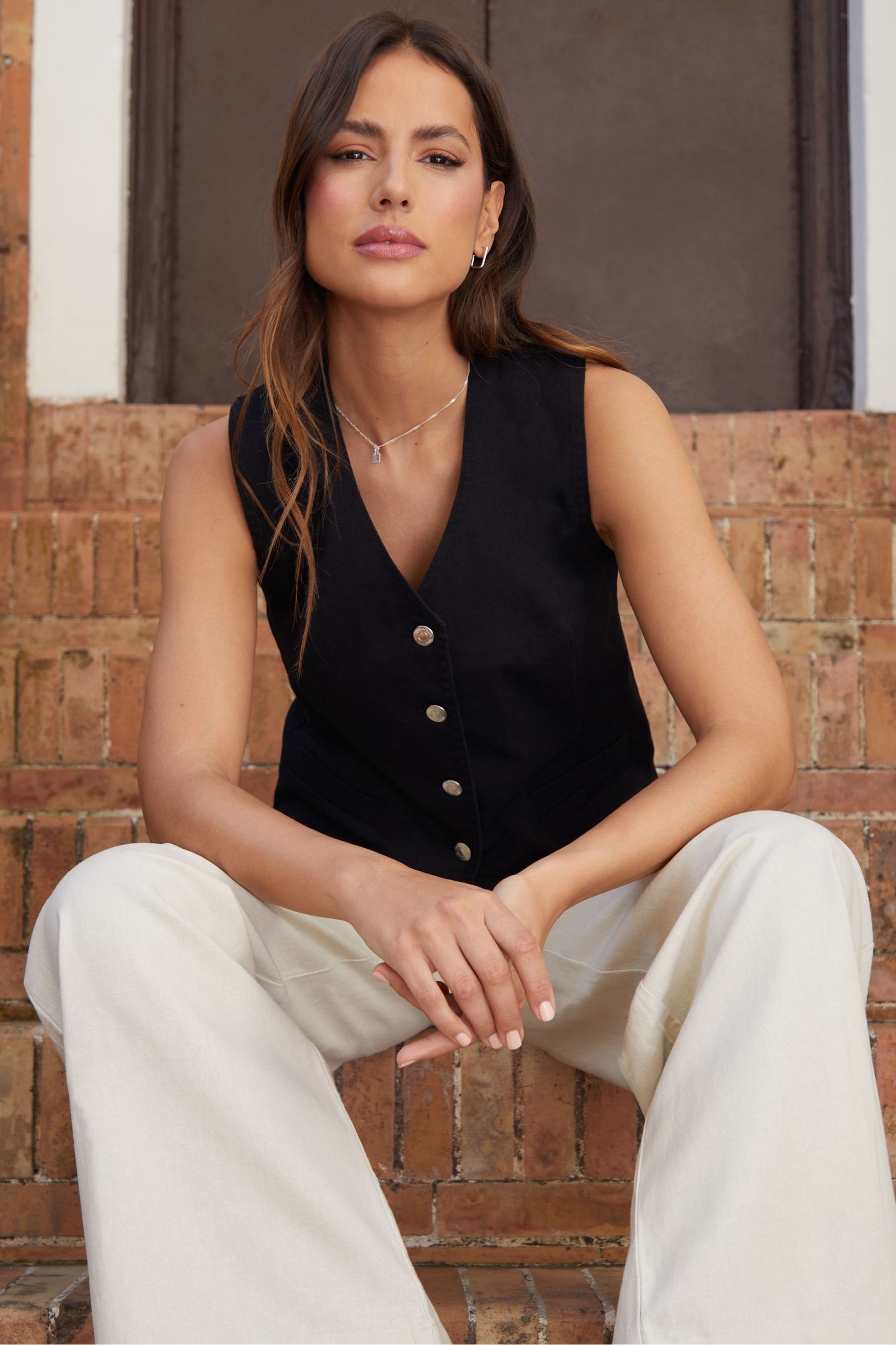Buy Threadbare Black Tailored Denim Waistcoat from the Next UK online shop
