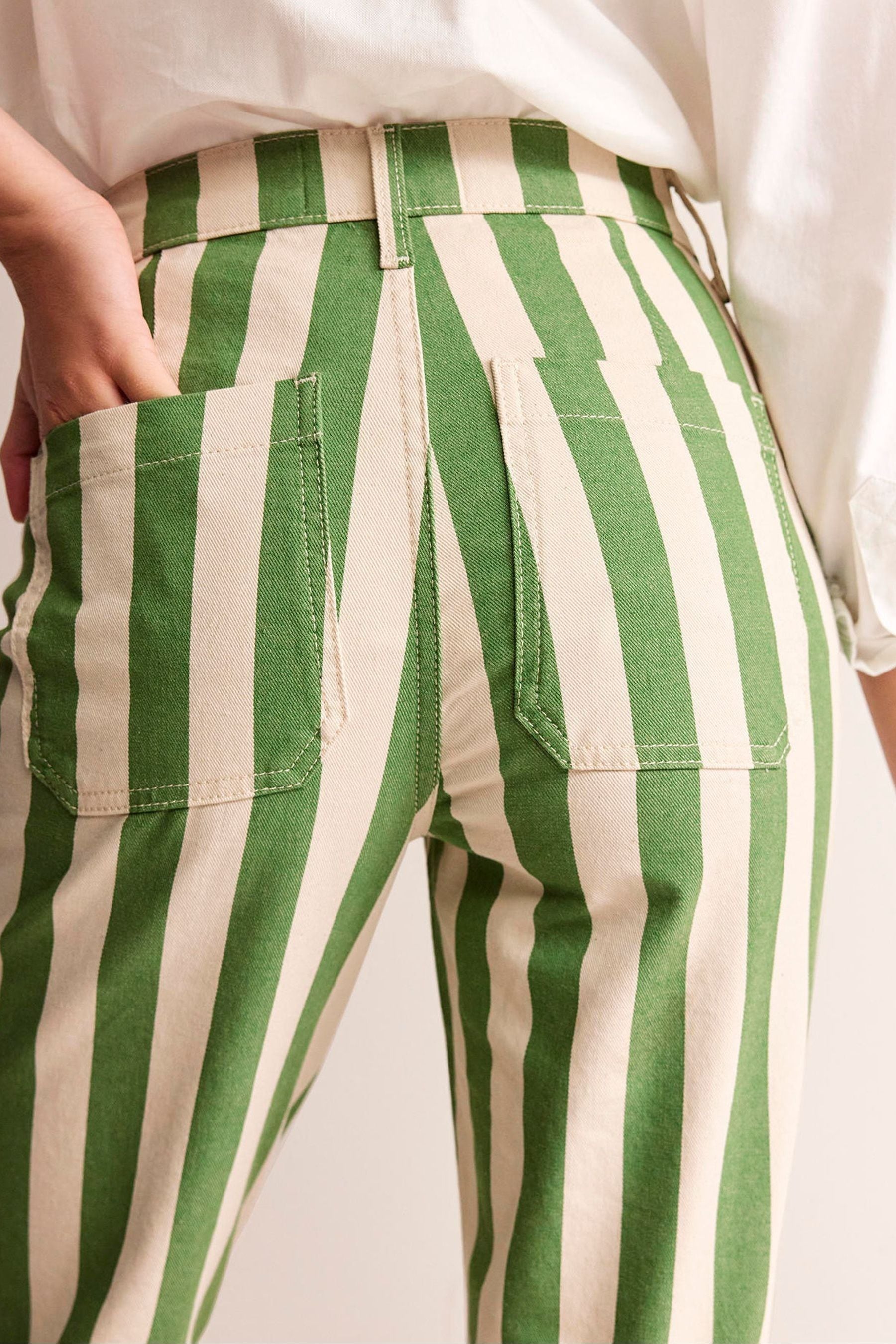 Green striped jeans outlet