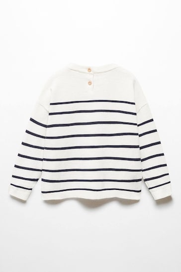 Mango Stripe Pattern White Sweater