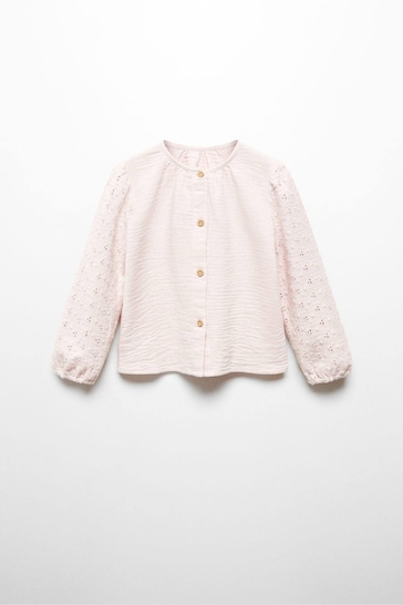 Mango Pink Embroidered Blouse