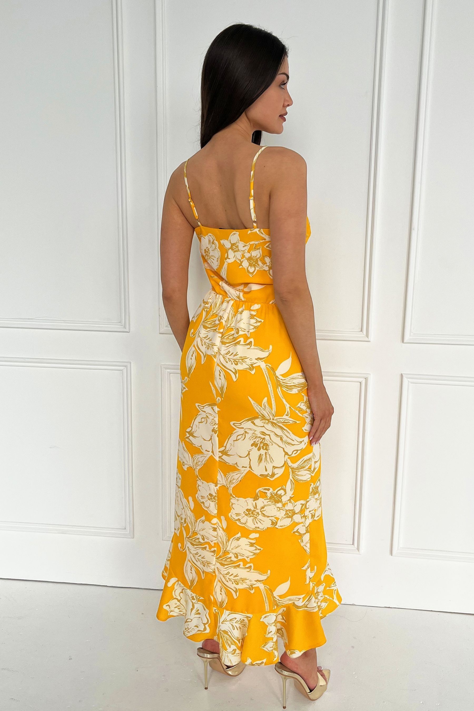 Ax paris yellow animal print dress online