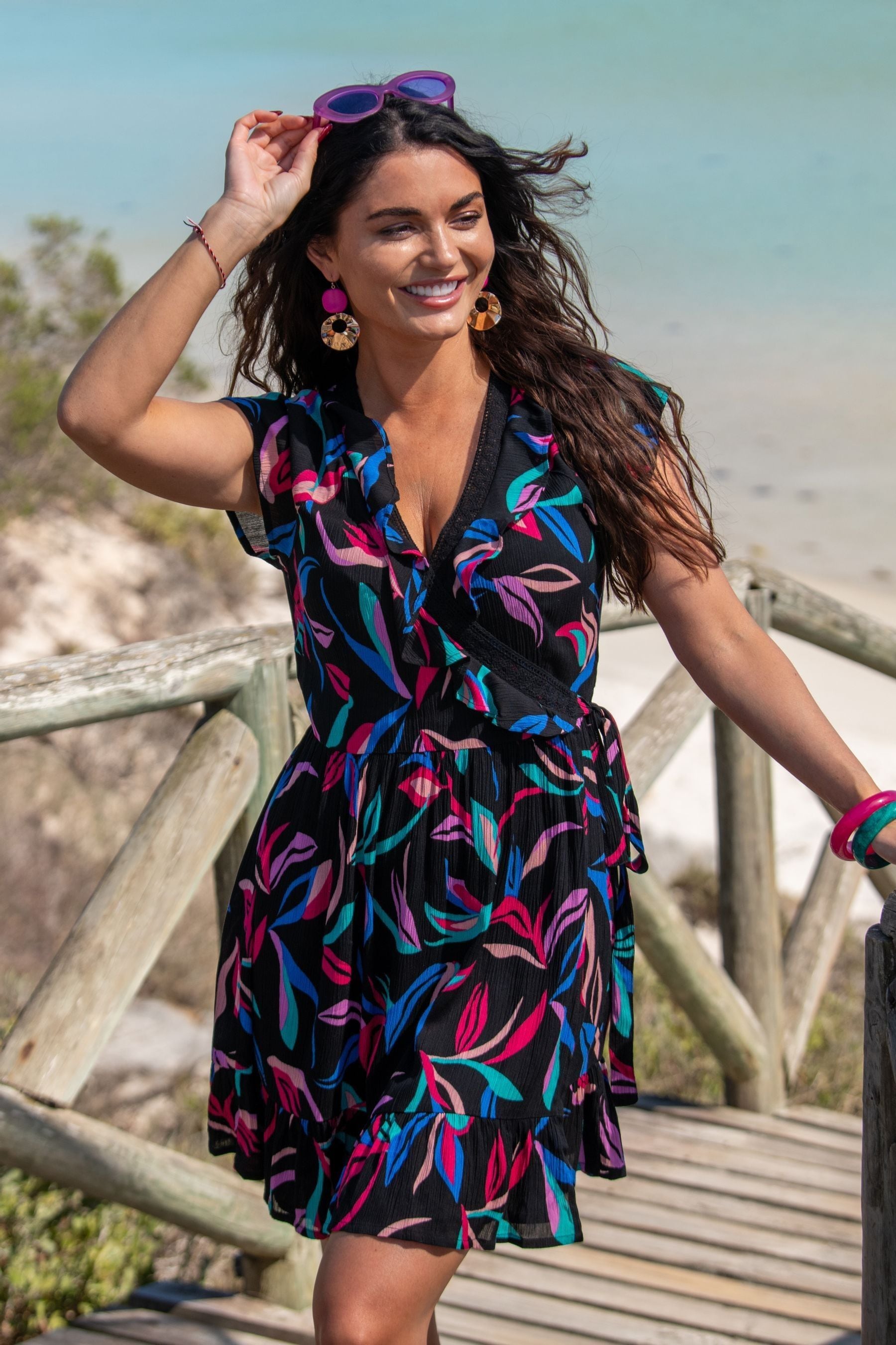 Black beach dress top