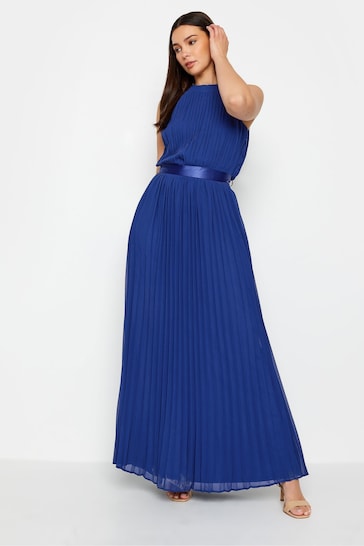 Long Tall Sally Blue Tall Halterneck Pleated Maxi Dress