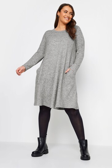 Yours Curve Grey Soft Touch Pocket Dress