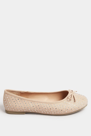 Yours Curve Nude Extra-Wide Fit Sparkle Ballet Shoes