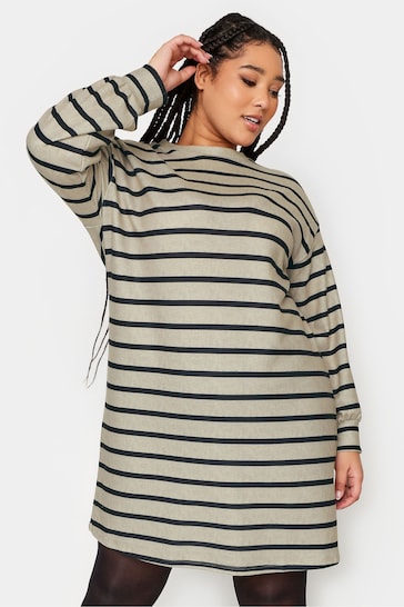 Yours Curve Cream Soft Touch Striped Jumper Dress