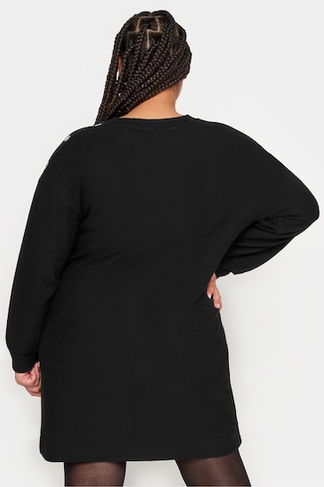 Yours Curve Black Eyelet Detailed Soft Touch Jumper Dress