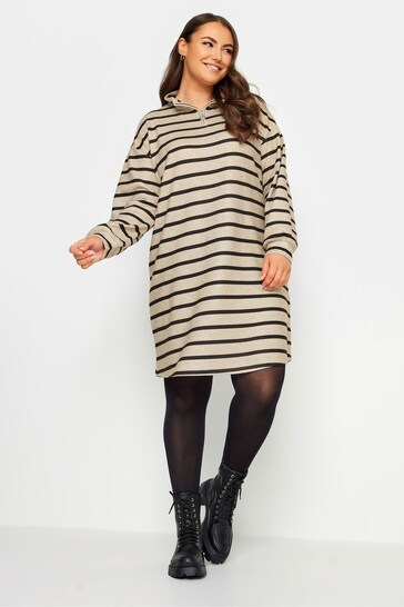 Yours Curve Natural Soft Touch Zip Neck Jumper Dress