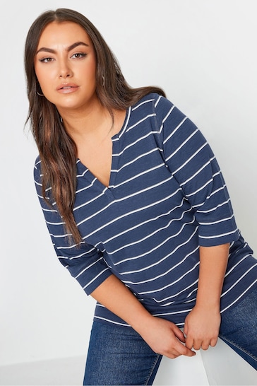 Yours Curve Ivory Stripe Top