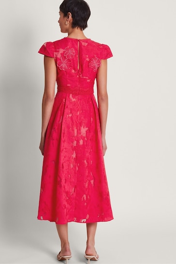 Monsoon Red Josie Jacquard Tea Dress