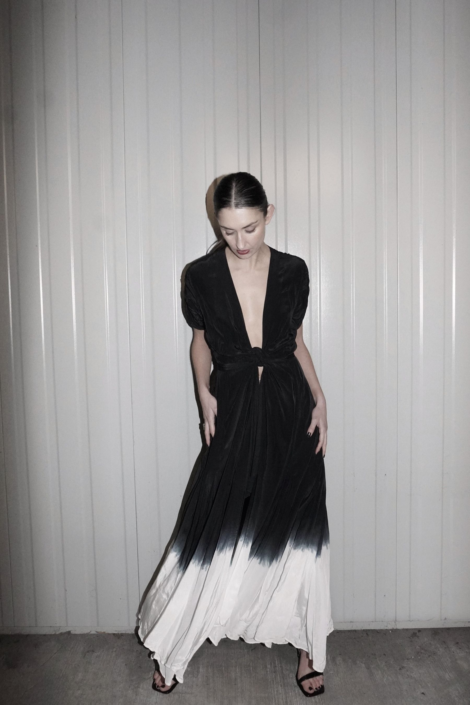 Black and white tie dye dress top
