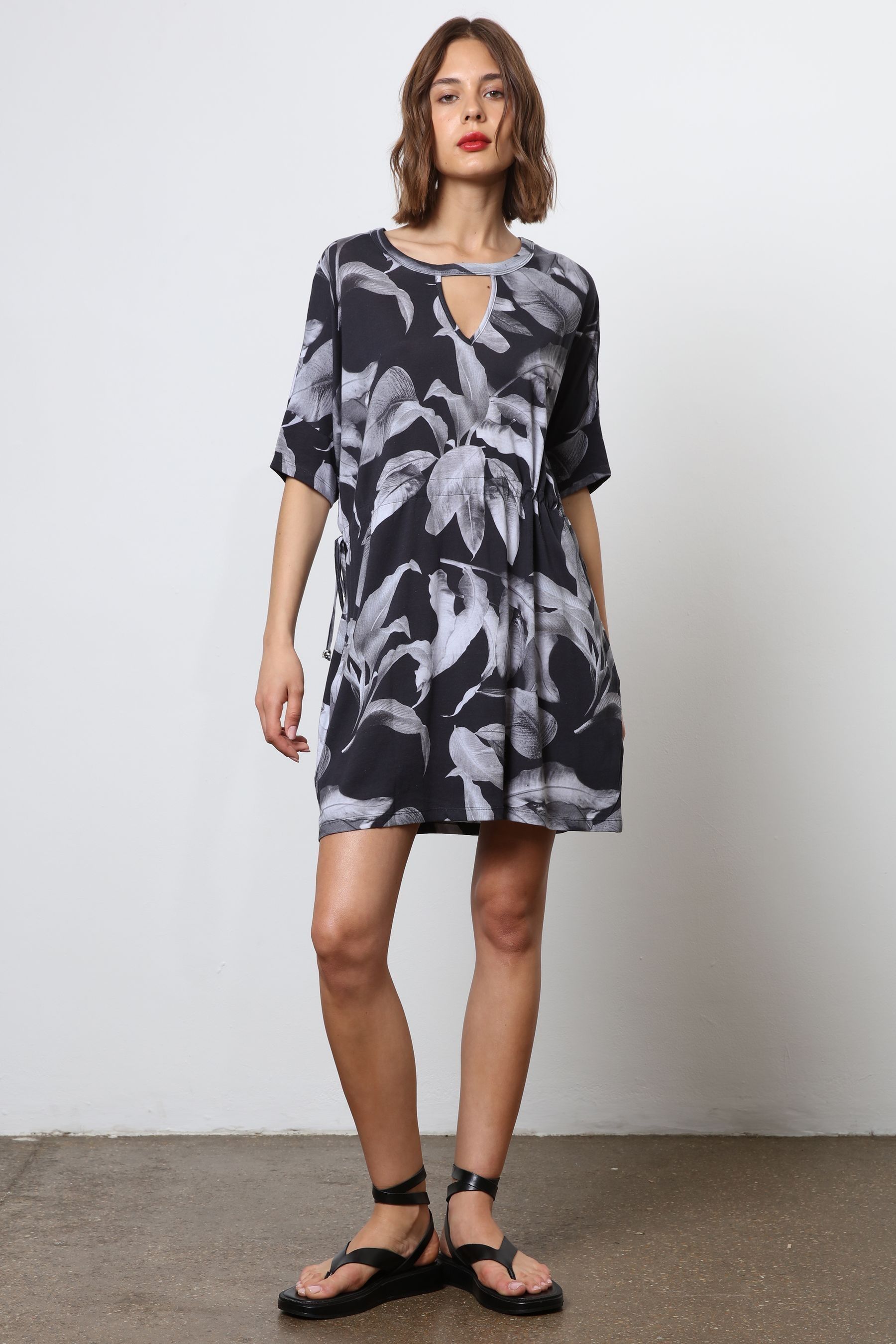 Black jersey tunic dress sales