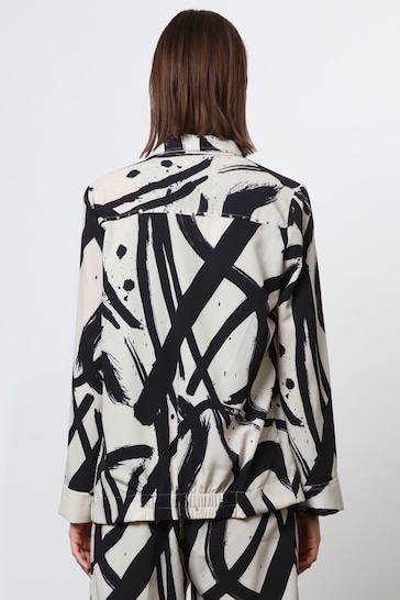 Religion Cream Waterfall Shirt Jacket in Abstract Print