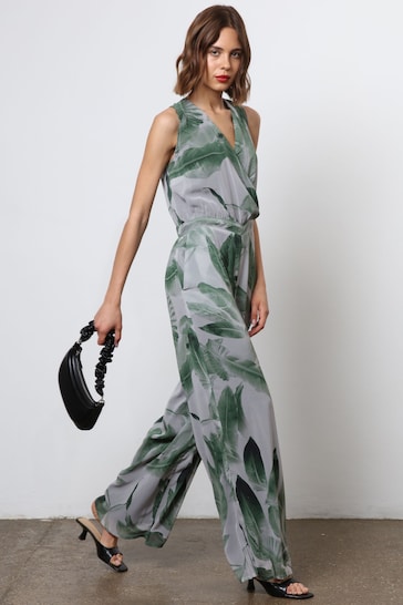 Religion Green Wide Leg Jumpsuit With Wrap Detail Top