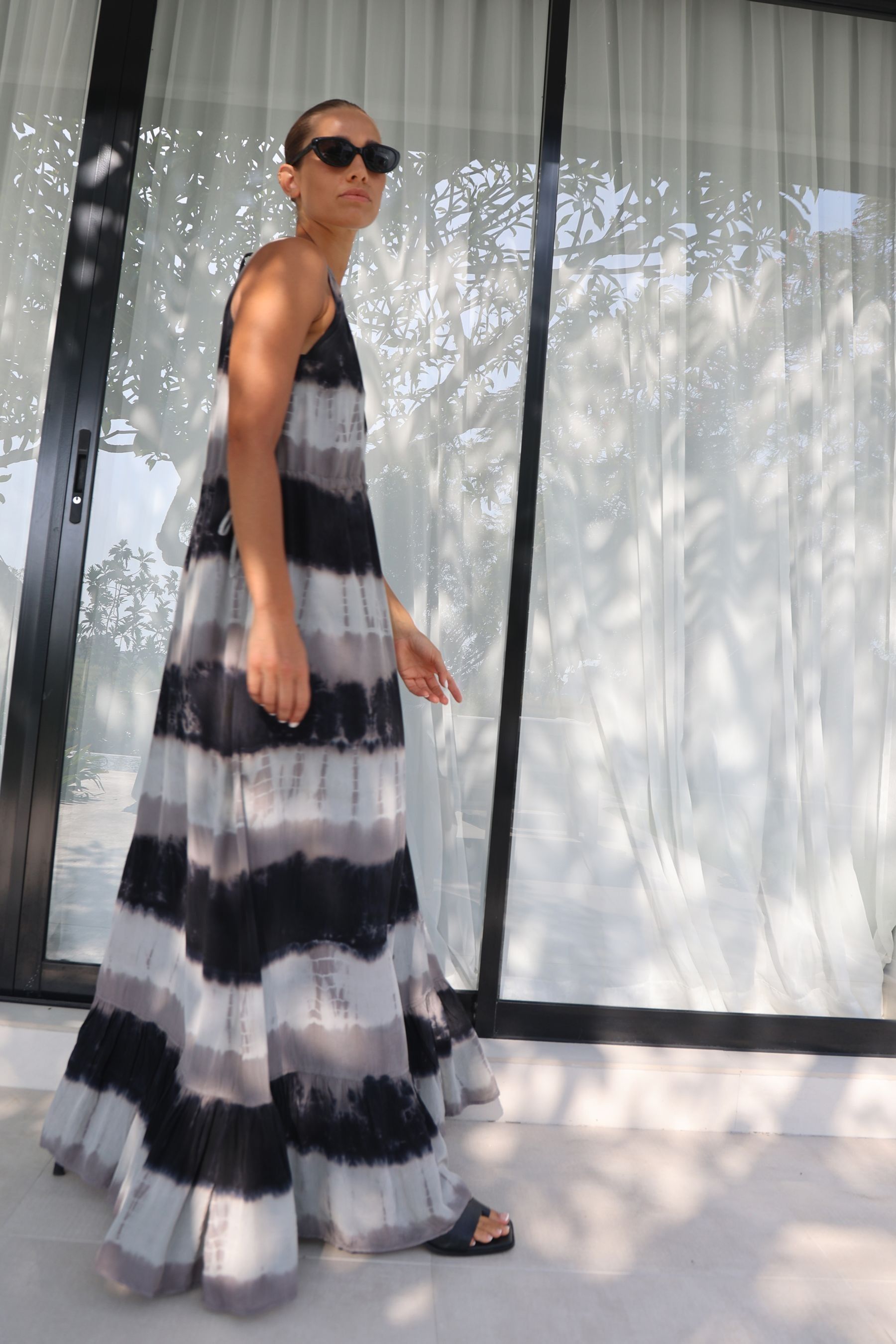 Black and white tie dye maxi dress shop