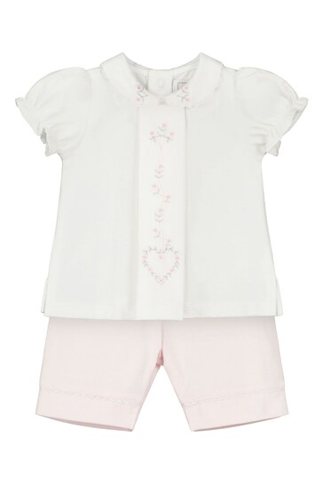 Emile et Rose Pink Top 2 Piece with Pleat and Shorts
