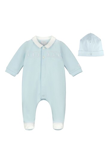 Emile et Rose Blue Front open All In One with teddy panel & Hat