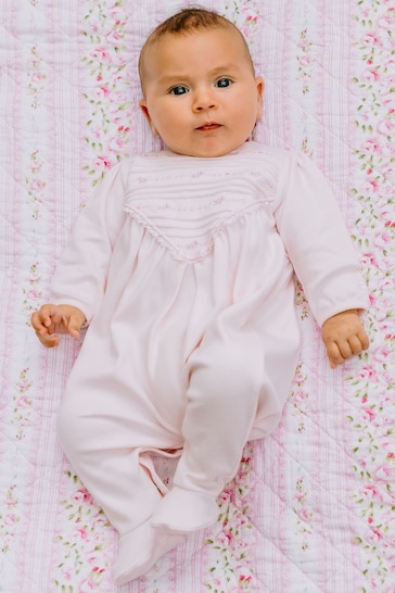 Emile et Rose Pink All In One with V-shape pintucked yoke