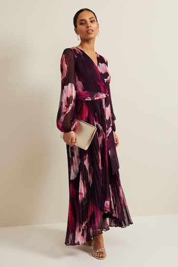 Phase Eight Purple Petite Isadora Rose Printed Purple Maxi Dress