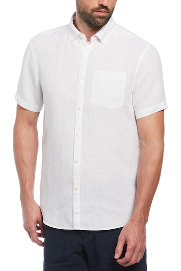 Original Penguin Delave Linen Pocket Short Sleeve White Shirt
