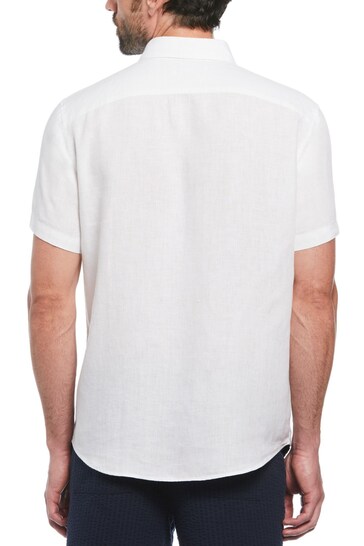 Original Penguin Delave Linen Pocket Short Sleeve White Shirt