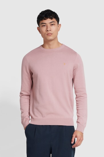 Farah Pink Mullen Cotton Crew Neck Sweater