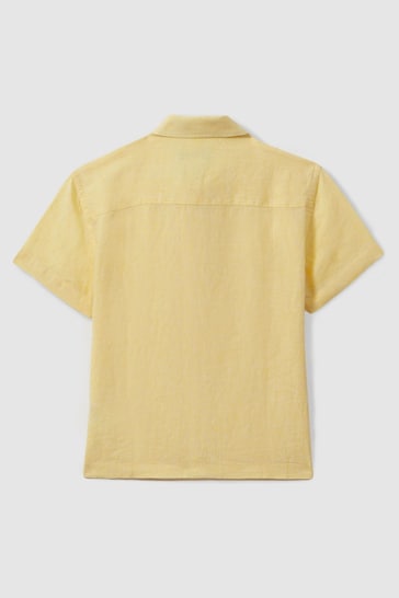 Reiss Melon Holiday Senior Short Sleeve Linen Shirt