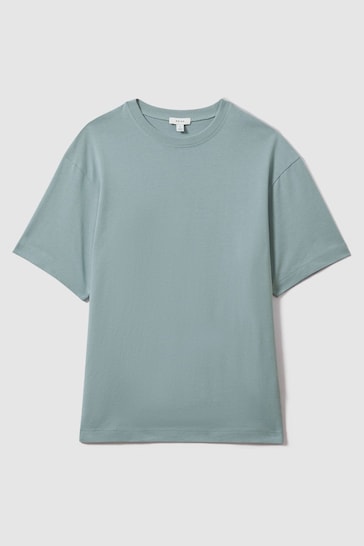 Reiss Faded Denim Tate Oversized Garment Dye T-Shirt