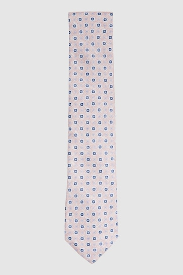Reiss Soft Rose Basilica Silk Floral Print Tie
