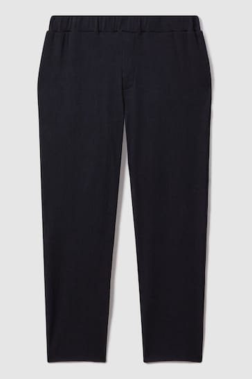 Reiss Navy Cyrus Ribbed Elasticated Waist Trousers