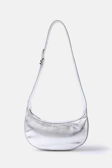 Mint Velvet Silver Leather Cross-Body Bag