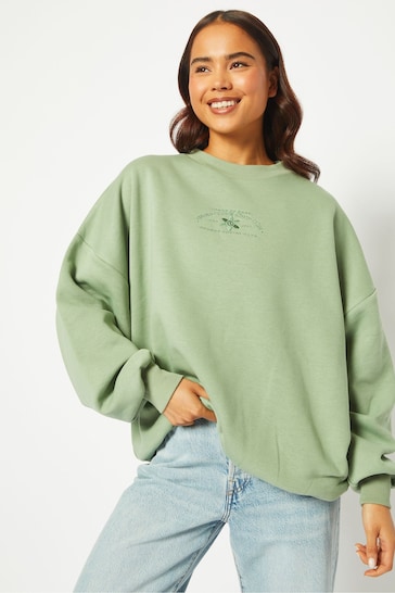 Skinnydip Oversized Green Mind Your Own Vibe Sweatshirt