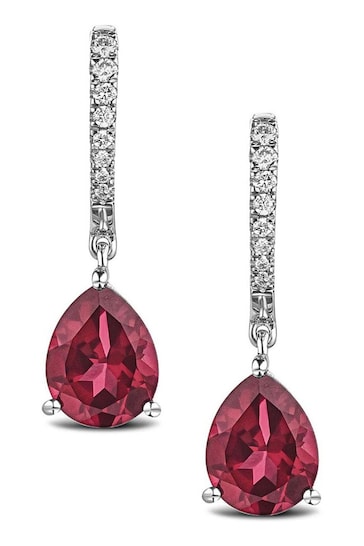 The Diamond Store Red Astra 6.80ct Lab Ruby And Diamond Drop Pear Earrings