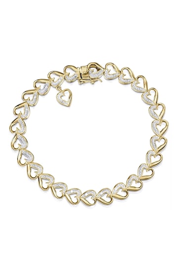 The Diamond Store White Diamond 18K Vermeil Heart Bracelet