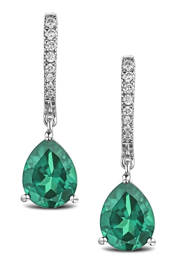 The Diamond Store Green Astra 4.60ct Lab Emerald And Diamond Pear Earrings