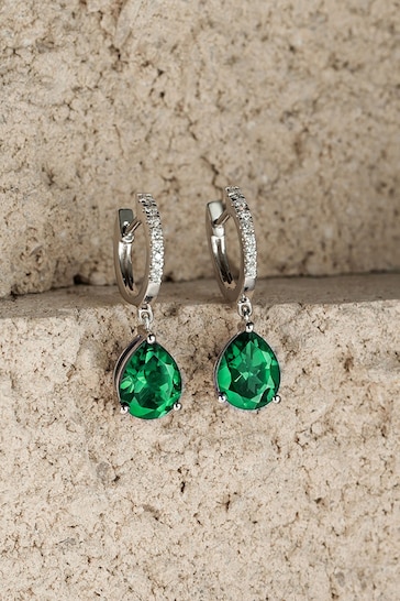 The Diamond Store Green Astra 4.60ct Lab Emerald And Diamond Pear Earrings