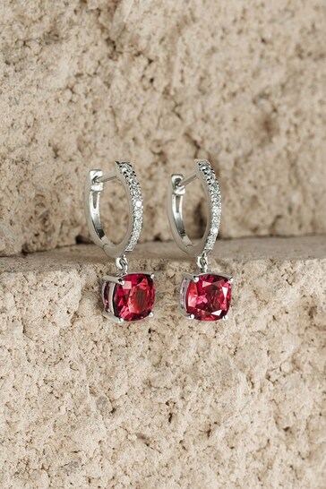 The Diamond Store Red Astra 4.00ct Lab Ruby And Diamond Drop Earrings