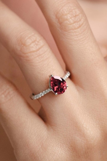 The Diamond Store Red Astra 3.50ct Lab Ruby And Diamond Pear Cut Ring