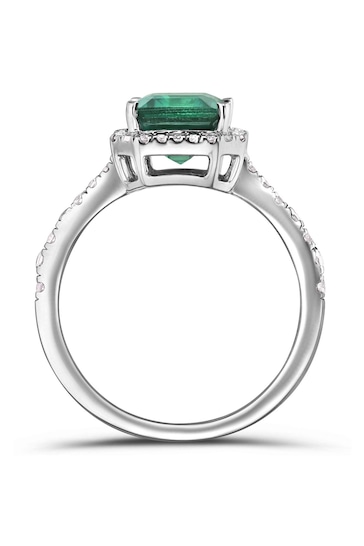 The Diamond Store Green Astra 1.50ct Lab Emerald And Diamond Halo Ring