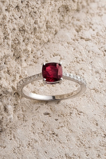 The Diamond Store Red Astra 2.00ct Lab Ruby And Diamond Cushion Cut Ring